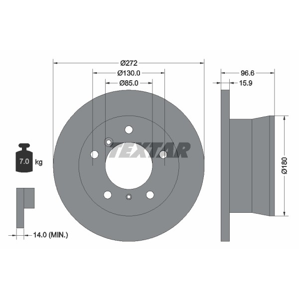 Слика на кочионен диск TEXTAR 92137600 за Mercedes Sprinter 3-t Box (903) 313 CDI - 129 коњи дизел