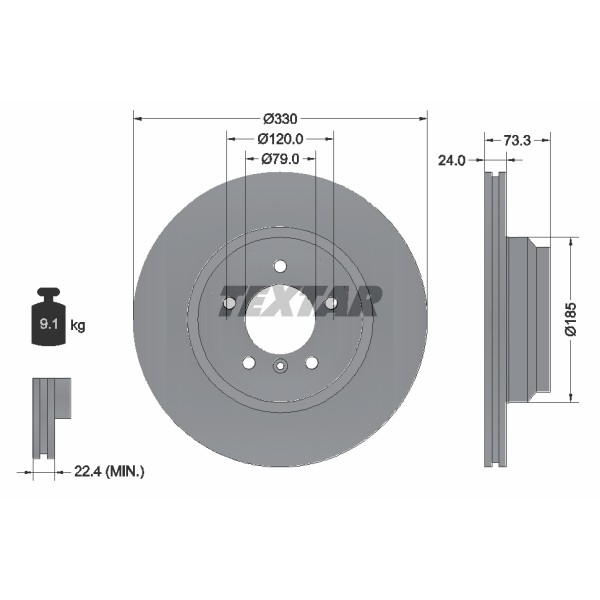 Слика на кочионен диск TEXTAR 92137800 за BMW 1 E81, E87 123 d - 204 коњи дизел