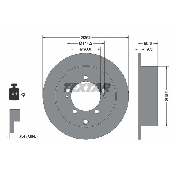 Слика на кочионен диск TEXTAR 92148600 за Mitsubishi Montero (H6W,H7W) GDI (H67W, H77W) - 129 коњи бензин