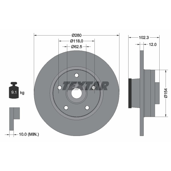 Слика на кочионен диск TEXTAR 92153700 за Opel Vivaro Box (F7) 2.5 CDTI - 114 коњи дизел