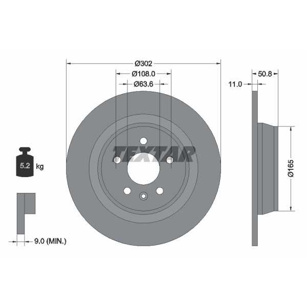 Слика на кочионен диск TEXTAR 92159300 за Ford Mondeo 4 Turnier 2.0 - 145 коњи бензин