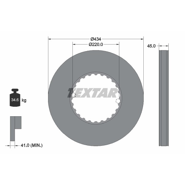 Слика на кочионен диск TEXTAR 93272100 за камион Renault K Series 380T MEDIUM, 380T HEAVY - 379 коњи дизел