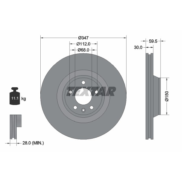 Слика на кочионен диск TEXTAR PRO+ 92132405 за Audi A6 Avant (4F5, C6) 3.0 TDI quattro - 240 коњи дизел