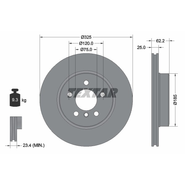 Слика на кочионен диск TEXTAR PRO+ 92141505 за BMW X3 E83 2.5 si - 218 коњи бензин