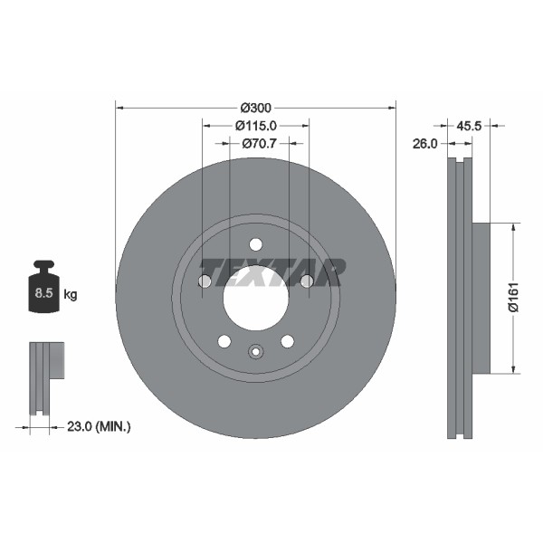 Слика на кочионен диск TEXTAR PRO+ 92205605 за Opel Astra J Sports Tourer 1.4 - 101 коњи бензин