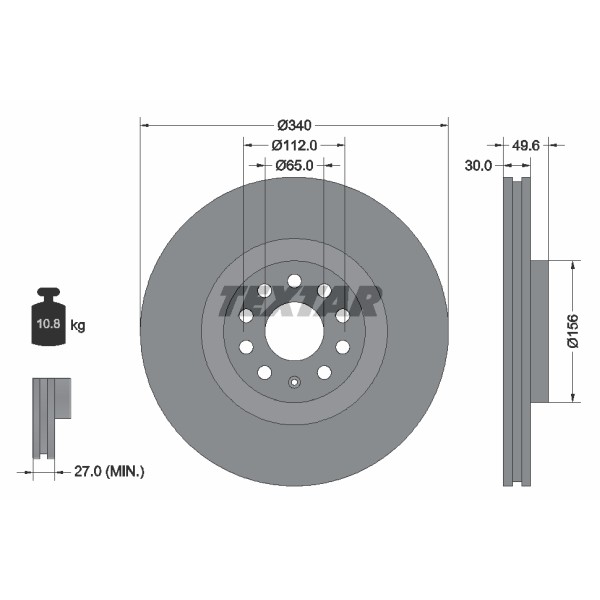 Слика на кочионен диск TEXTAR PRO+ 92229805 за Audi TT (FV3) 2.0 TDI - 184 коњи дизел