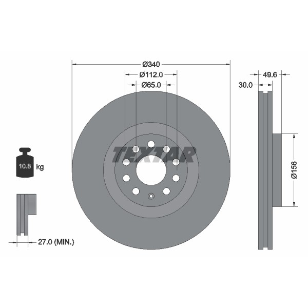 Слика на кочионен диск TEXTAR PRO+ 92229805 за Skoda Superb Estate (3V5) 2.0 TSI 4x4 - 280 коњи бензин