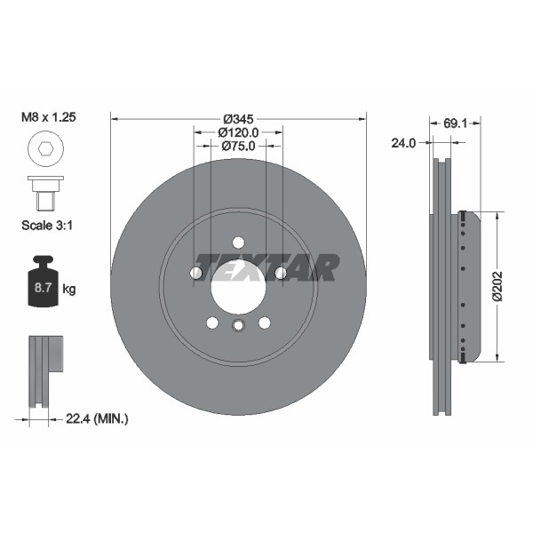 Слика на кочионен диск TEXTAR PRO+ 92253925 за BMW 6 Coupe F13 640 d - 313 коњи дизел