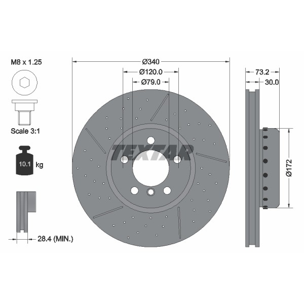 Слика на кочионен диск TEXTAR PRO+ 92265025 за BMW 1 F21 116 d - 116 коњи дизел