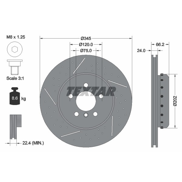 Слика на кочионен диск TEXTAR PRO+ 92265525 за BMW 4 Coupe F32 F82 420 d xDrive - 163 коњи дизел