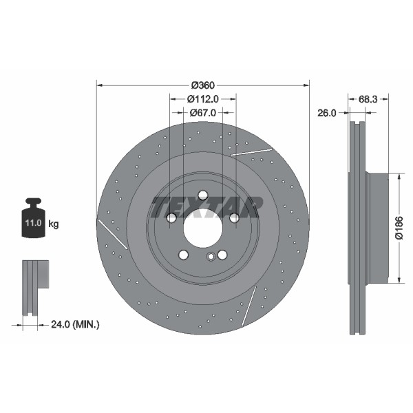 Слика на кочионен диск TEXTAR PRO+ 92283805 за Mercedes E-class Saloon (w212) E 63 AMG - 457 коњи бензин