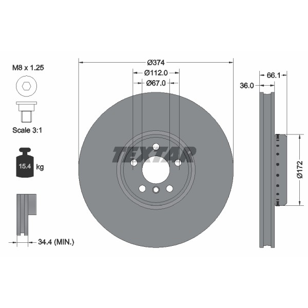 Слика на кочионен диск TEXTAR PRO+ 92290225 за BMW 6 Gran Turismo (G32) 630 d - 211 коњи дизел