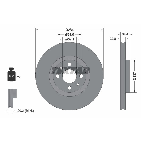 Слика на Кочионен диск TEXTAR PRO 92055203