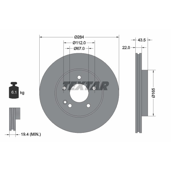 Слика на Кочионен диск TEXTAR PRO 92059403