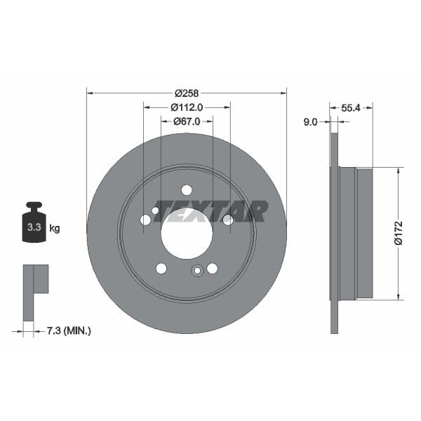 Слика на кочионен диск TEXTAR PRO 92059503 за Mercedes E-class (w124) 280 E (124.028) - 197 коњи бензин