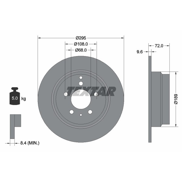 Слика на кочионен диск TEXTAR PRO 92066803 за Volvo 850 (LS) 2.0 Turbo - 179 коњи бензин