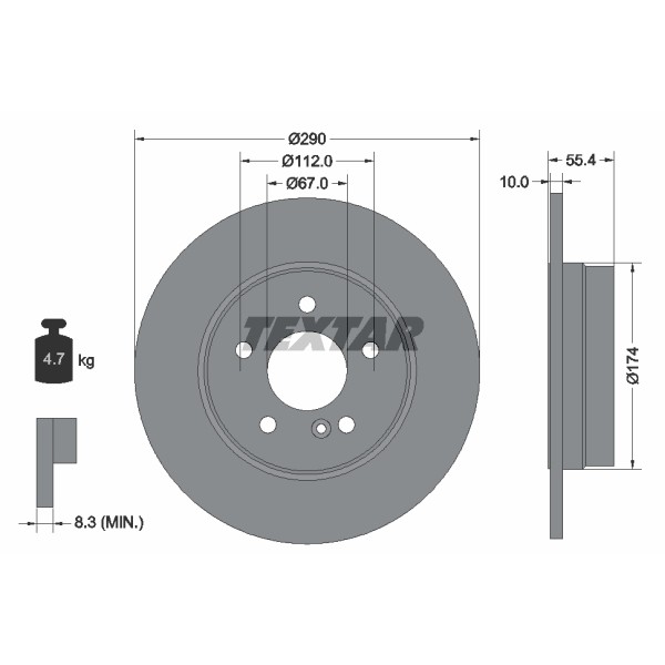 Слика на кочионен диск TEXTAR PRO 92072703 за Mercedes CLC-class (cl203) CLC 350 (203.756) - 272 коњи бензин