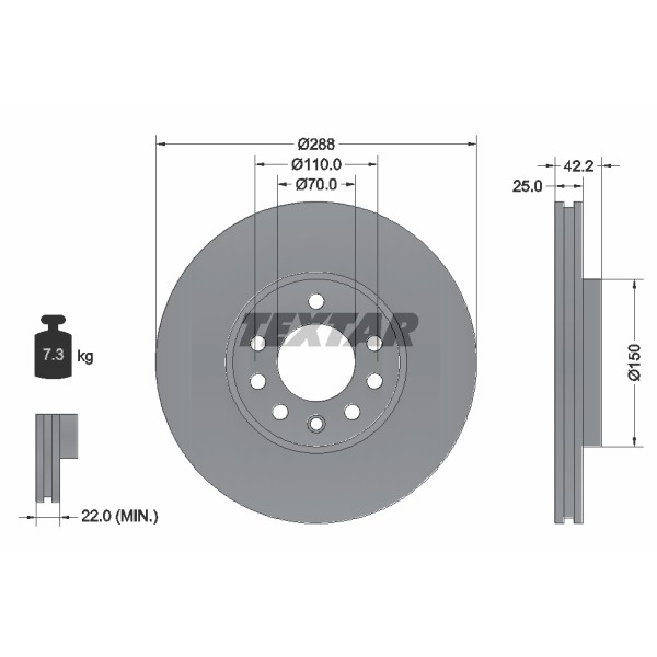 Слика на кочионен диск TEXTAR PRO 92075603 за Saab 900 II Coupe 2.0 i - 131 коњи бензин