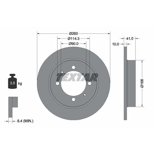 Слика на кочионен диск TEXTAR PRO 92083003 за Volvo S40 Sedan (VS) 1.6 - 105 коњи бензин