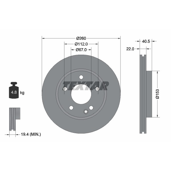 Слика на Кочионен диск TEXTAR PRO 92091303