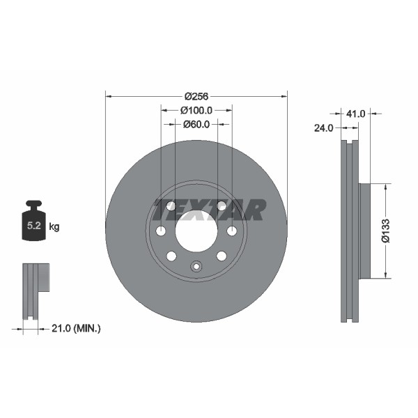 Слика на кочионен диск TEXTAR PRO 92091803 за Daewoo Prince (j19) 2.0 - 116 коњи бензин