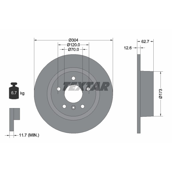 Слика на Кочионен диск TEXTAR PRO 92095203