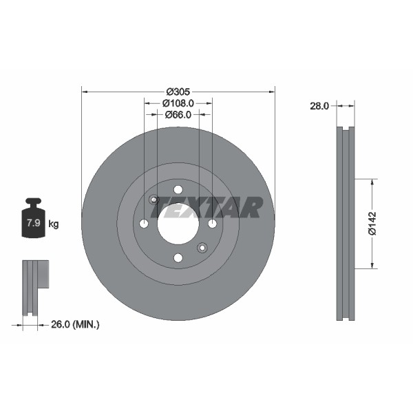 Слика на Кочионен диск TEXTAR PRO 92097103