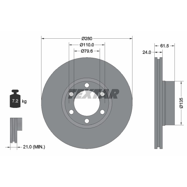 Слика на кочионен диск TEXTAR PRO 92097703 за Opel Movano Platform (U9,E9) 2.5 CDTI - 120 коњи дизел