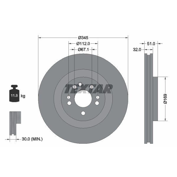 Слика на Кочионен диск TEXTAR PRO 92103203