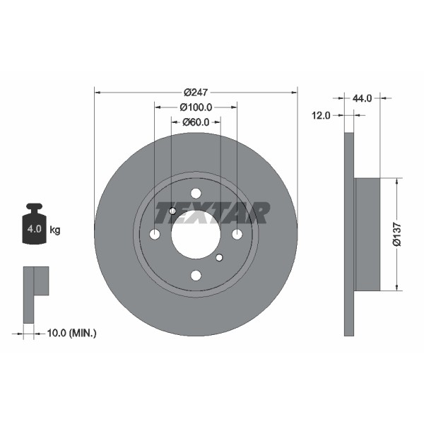 Слика на Кочионен диск TEXTAR PRO 92110803