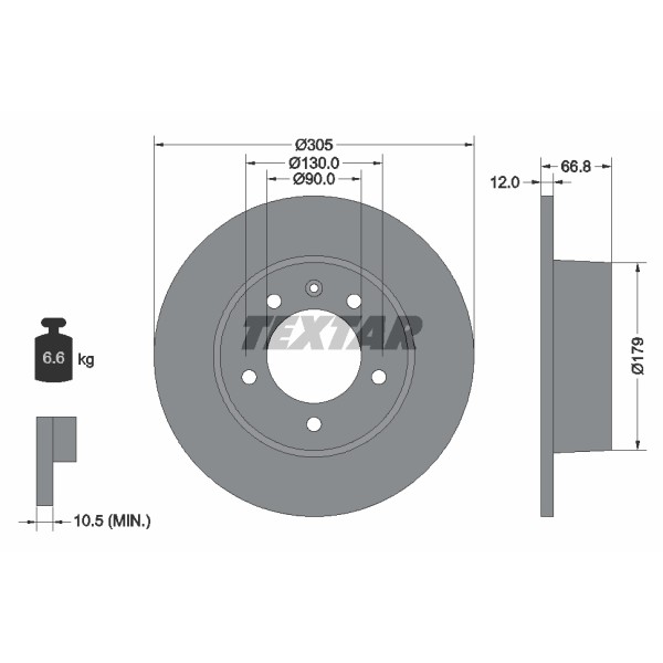 Слика на кочионен диск TEXTAR PRO 92111203 за Opel Movano Box (F9) 1.9 DTI - 82 коњи дизел