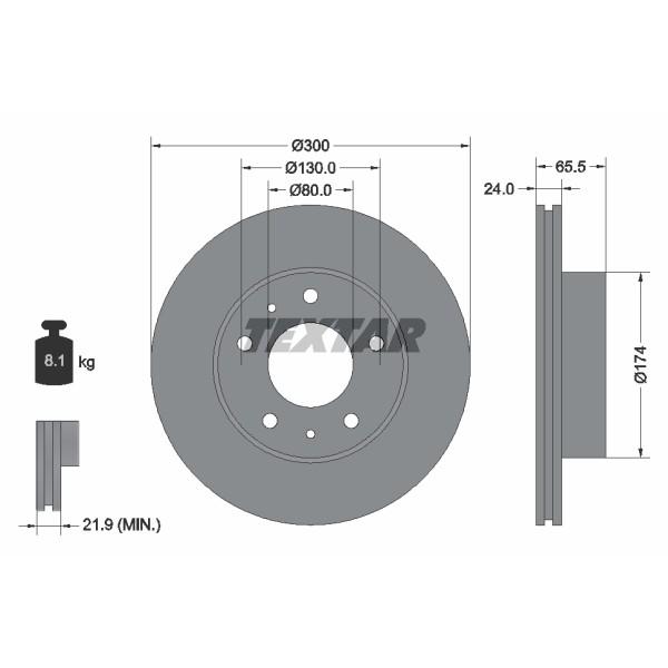 Слика на кочионен диск TEXTAR PRO 92116703 за Citroen Jumper BOX 244 2.2 HDi - 101 коњи дизел