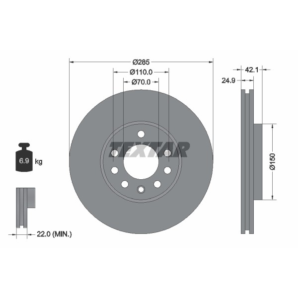 Слика на кочионен диск TEXTAR PRO 92118703 за Opel Signum 1.9 CDTI - 150 коњи дизел