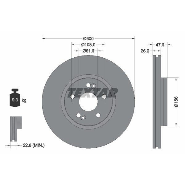 Слика на кочионен диск TEXTAR PRO 92119003 за Renault Laguna 2 Sport Tourer (KG0-1) 1.8 16V (KG0J) - 116 коњи бензин