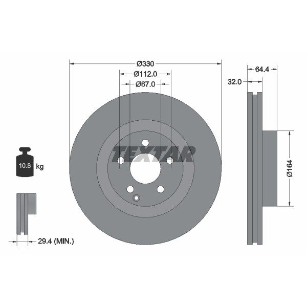 Слика на Кочионен диск TEXTAR PRO 92119903