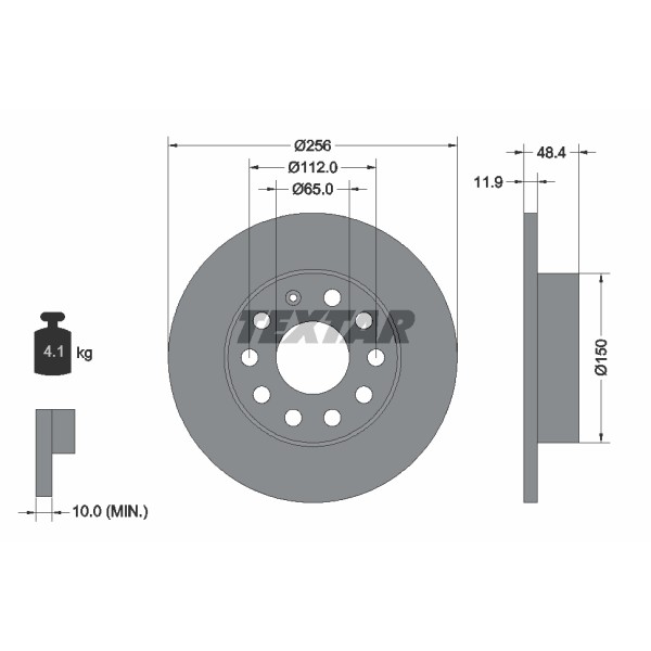 Слика на кочионен диск TEXTAR PRO 92121103 за VW Golf 5 (1K1) 1.9 TDI 4motion - 105 коњи дизел