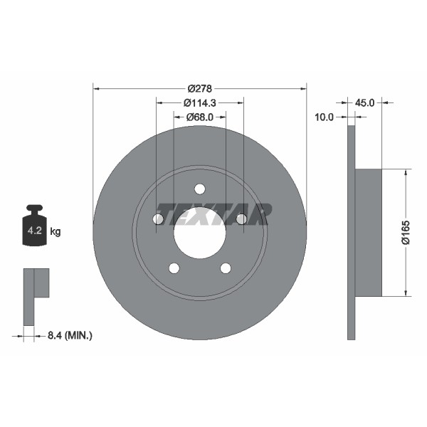 Слика на кочионен диск TEXTAR PRO 92125703 за Nissan Primera (P12) 2.2 Di - 126 коњи дизел