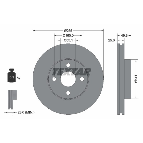 Слика на Кочионен диск TEXTAR PRO 92125803