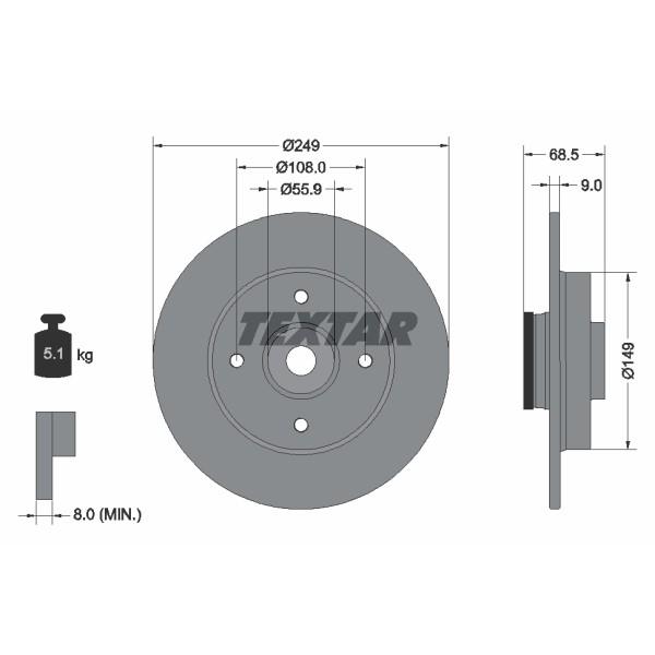 Слика на Кочионен диск TEXTAR PRO 92133303