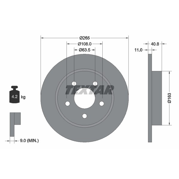 Слика на кочионен диск TEXTAR PRO 92133703 за Ford Focus 2 Estate (daw) 1.4 - 80 коњи бензин