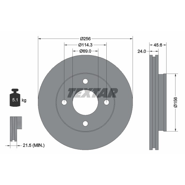 Слика на кочионен диск TEXTAR PRO 92134803 за Smart Forfour (454) 1.5 (454.032) - 109 коњи бензин