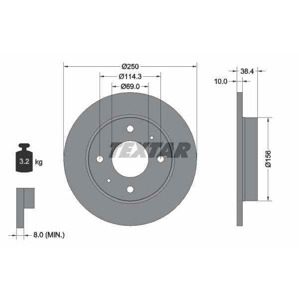 Слика на кочионен диск TEXTAR PRO 92134903 за Smart Forfour (454) 1.5 (454.032) - 109 коњи бензин