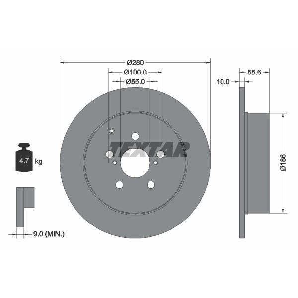 Слика на кочионен диск TEXTAR PRO 92135703 за Toyota Avensis Saloon (T25) 2.4 - 163 коњи бензин