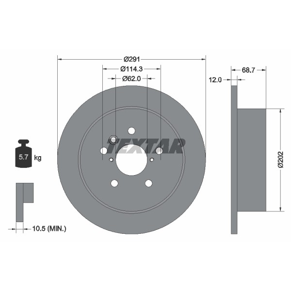 Слика на кочионен диск TEXTAR PRO 92144203 за Toyota Previa (CLR3,ACR3) 2.4 - 156 коњи бензин