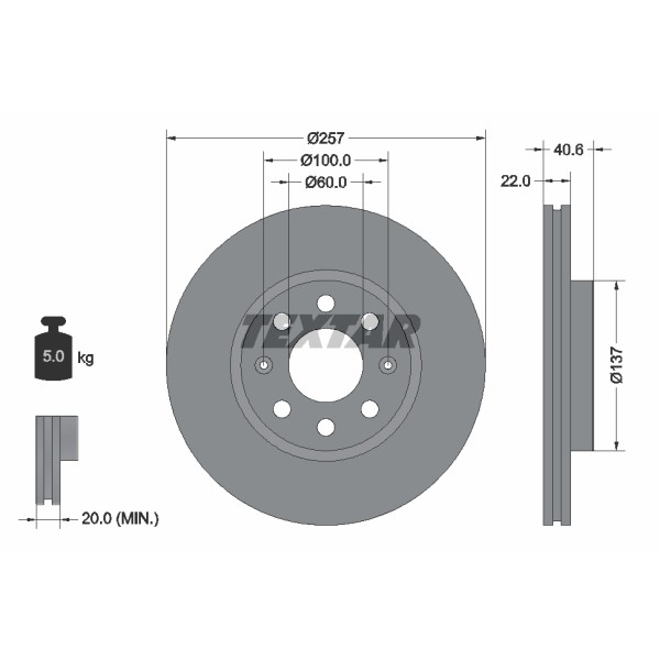 Слика на кочионен диск TEXTAR PRO 92145703 за Opel Corsa D 1.2 - 80 коњи бензин