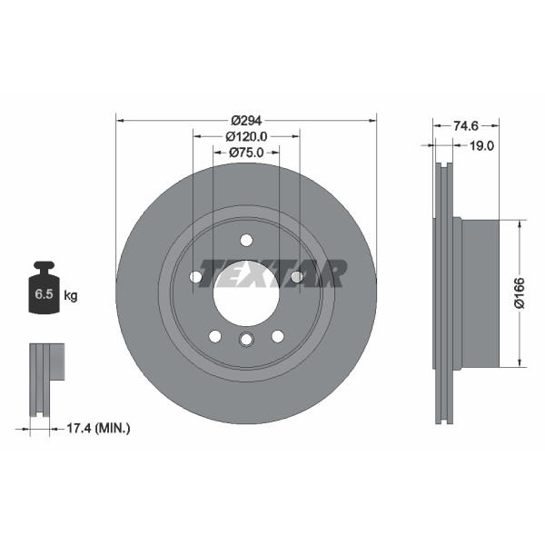 Слика на кочионен диск TEXTAR PRO 92146103 за BMW Z4 Cabrio E85 3.0 i - 231 коњи бензин