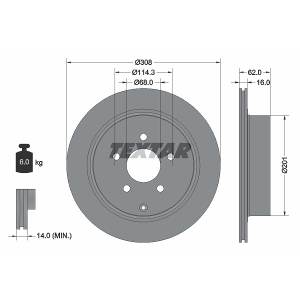 Слика на Кочионен диск TEXTAR PRO 92149303