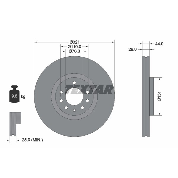 Слика на Кочионен диск TEXTAR PRO 92149803