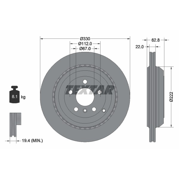 Слика на кочионен диск TEXTAR PRO 92150903 за Mercedes ML-class (w164) ML 450 CDI 4-matic (164.128) - 306 коњи дизел