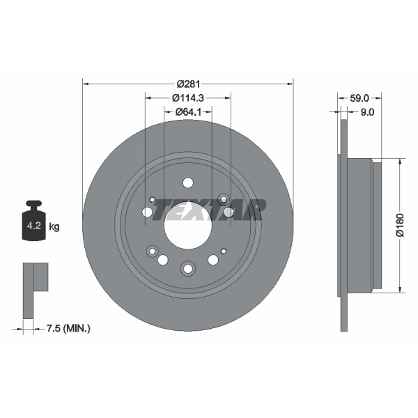 Слика на Кочионен диск TEXTAR PRO 92165703